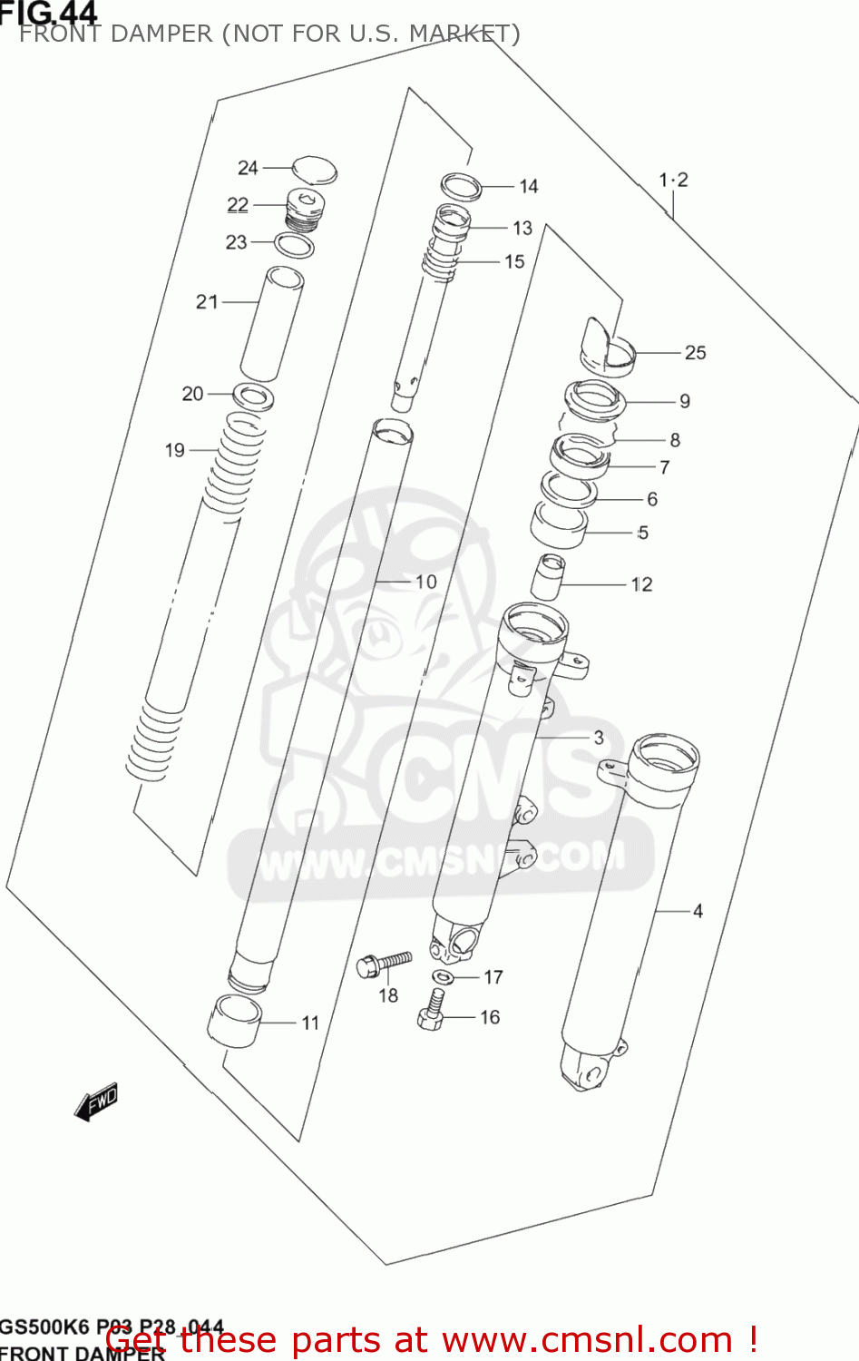 FRONT DAMPER (NOT FOR U.S. MARKET) GS500F 2005 (K5) USA (E03)
