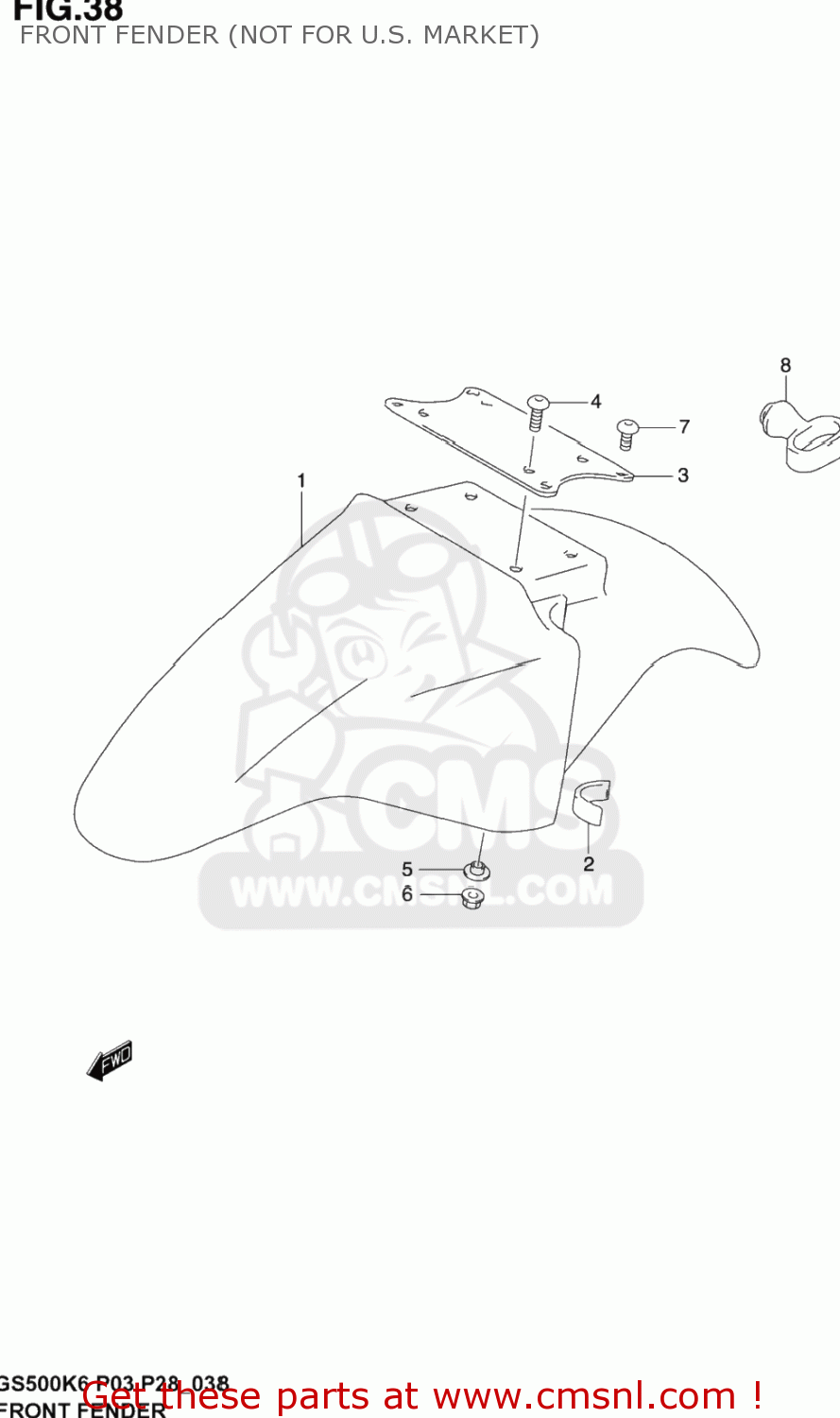 FRONT FENDER (NOT FOR U.S. MARKET) GS500F 2005 (K5) USA (E03)