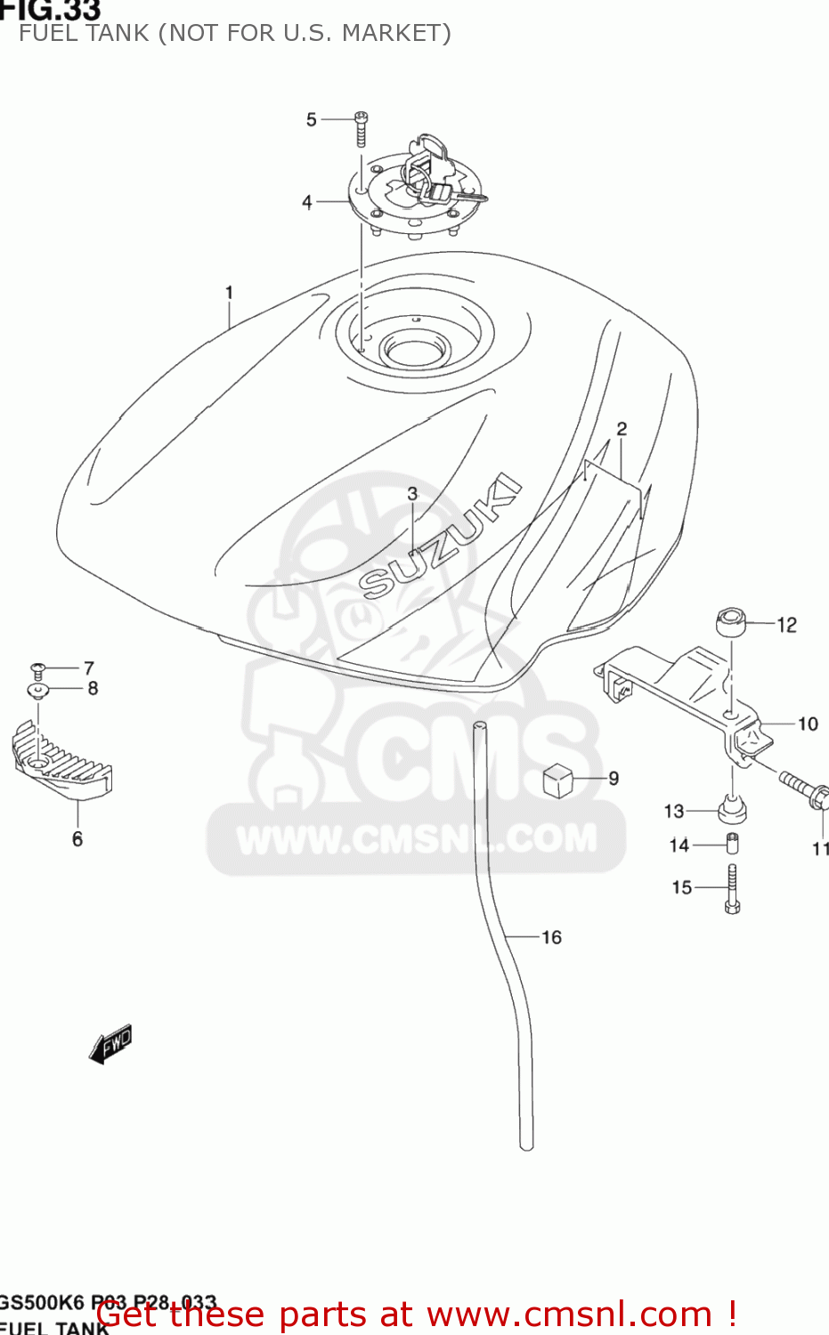 FUEL TANK (NOT FOR U.S. MARKET) GS500F 2005 (K5) USA (E03)