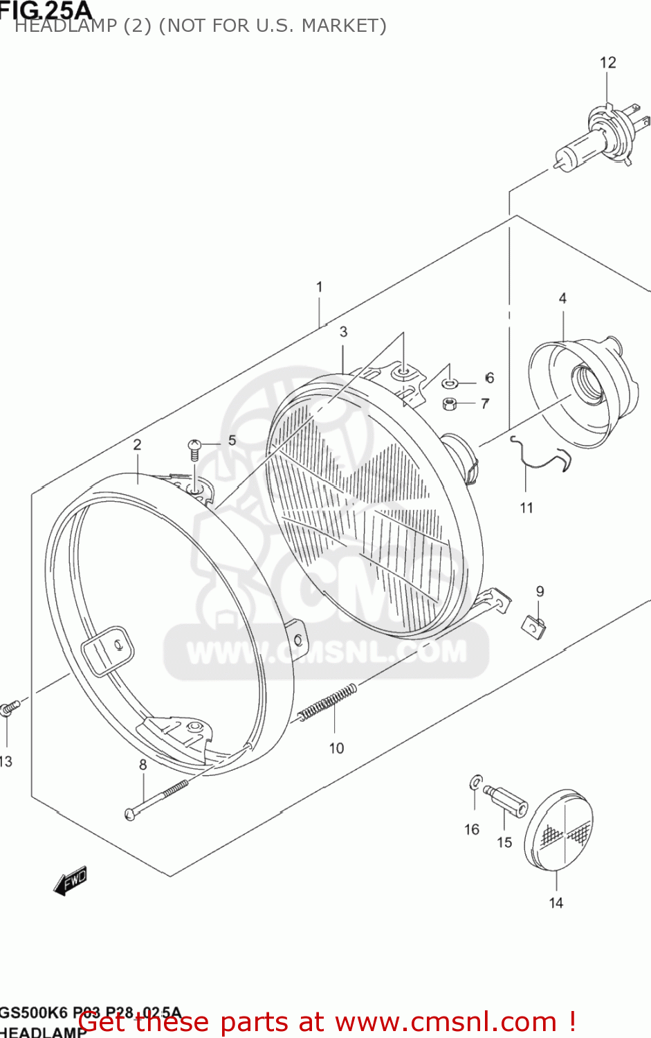 HEADLAMP (2) (NOT FOR U.S. MARKET) GS500F 2005 (K5) USA (E03)