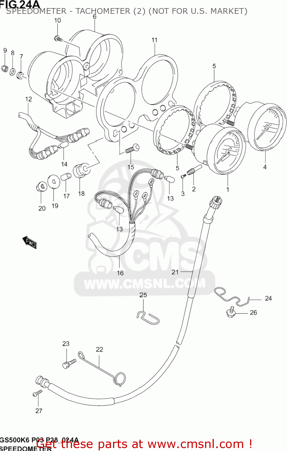 SPEEDOMETER - TACHOMETER (2) (NOT FOR U.S. MARKET) GS500F 2005 (K5) USA (E03)