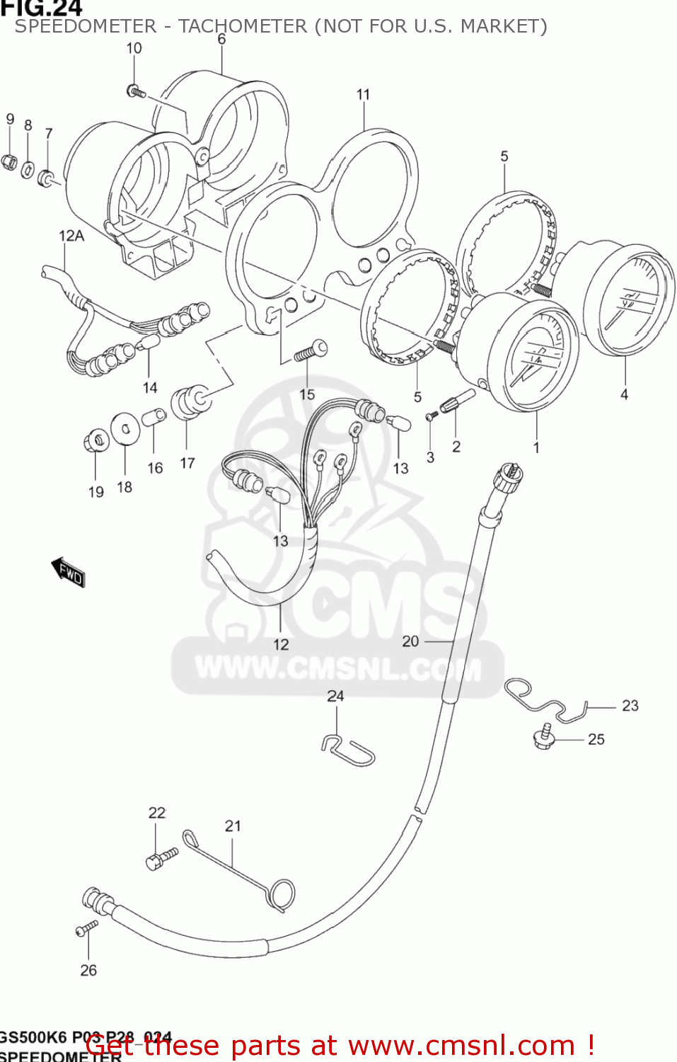 SPEEDOMETER - TACHOMETER (NOT FOR U.S. MARKET) GS500F 2005 (K5) USA (E03)