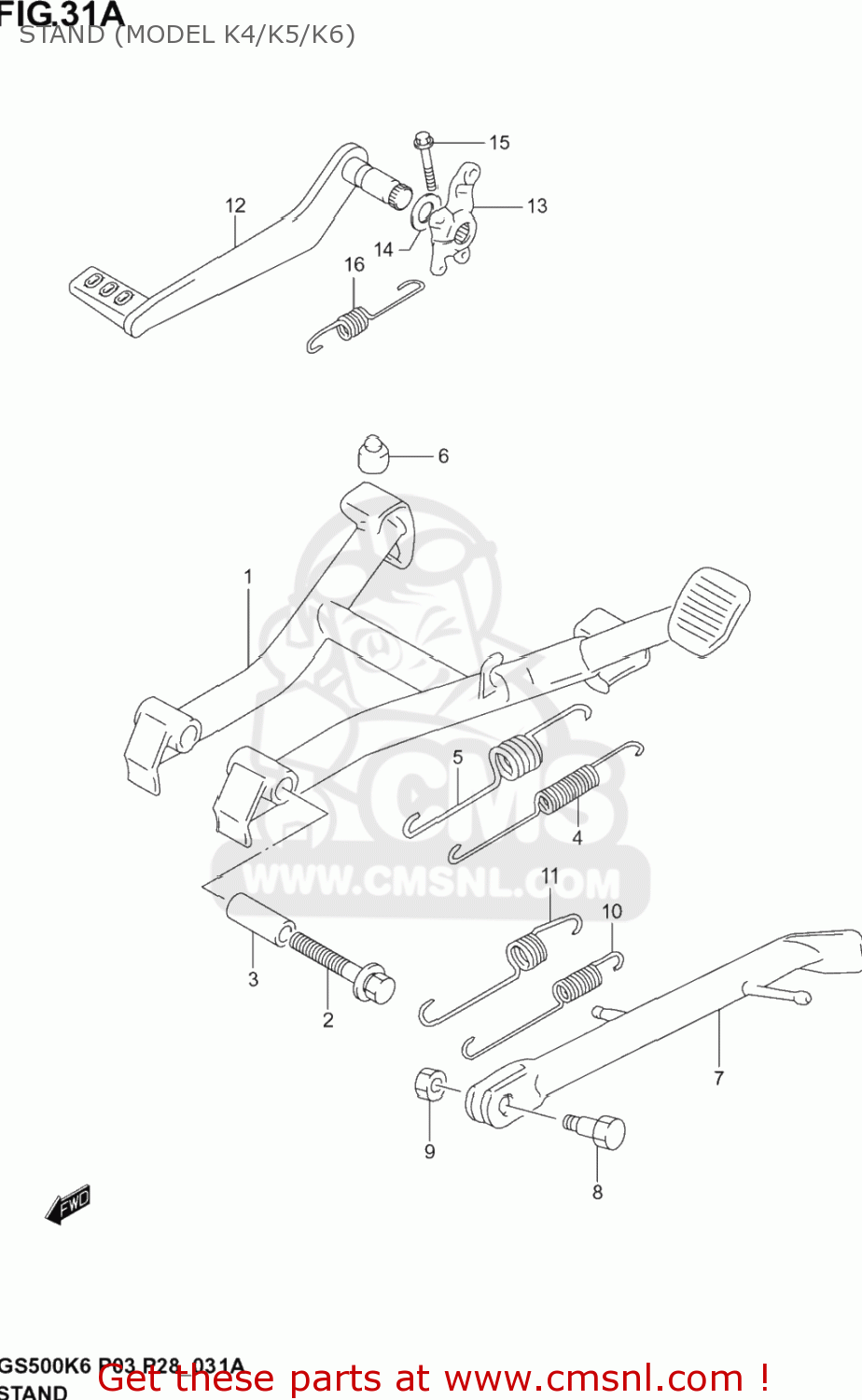 STAND (MODEL K4/K5/K6) GS500F 2005 (K5) USA (E03)