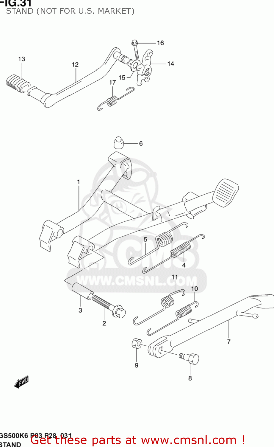 STAND (NOT FOR U.S. MARKET) GS500F 2005 (K5) USA (E03)
