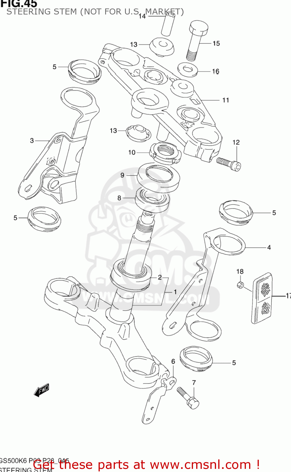 STEERING STEM (NOT FOR U.S. MARKET) GS500F 2005 (K5) USA (E03)