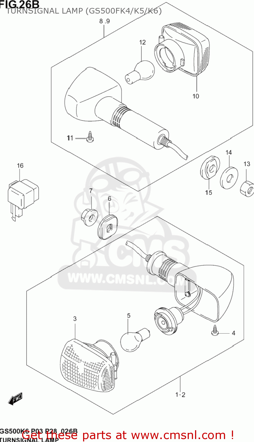 TURNSIGNAL LAMP (GS500FK4/K5/K6) GS500F 2005 (K5) USA (E03)