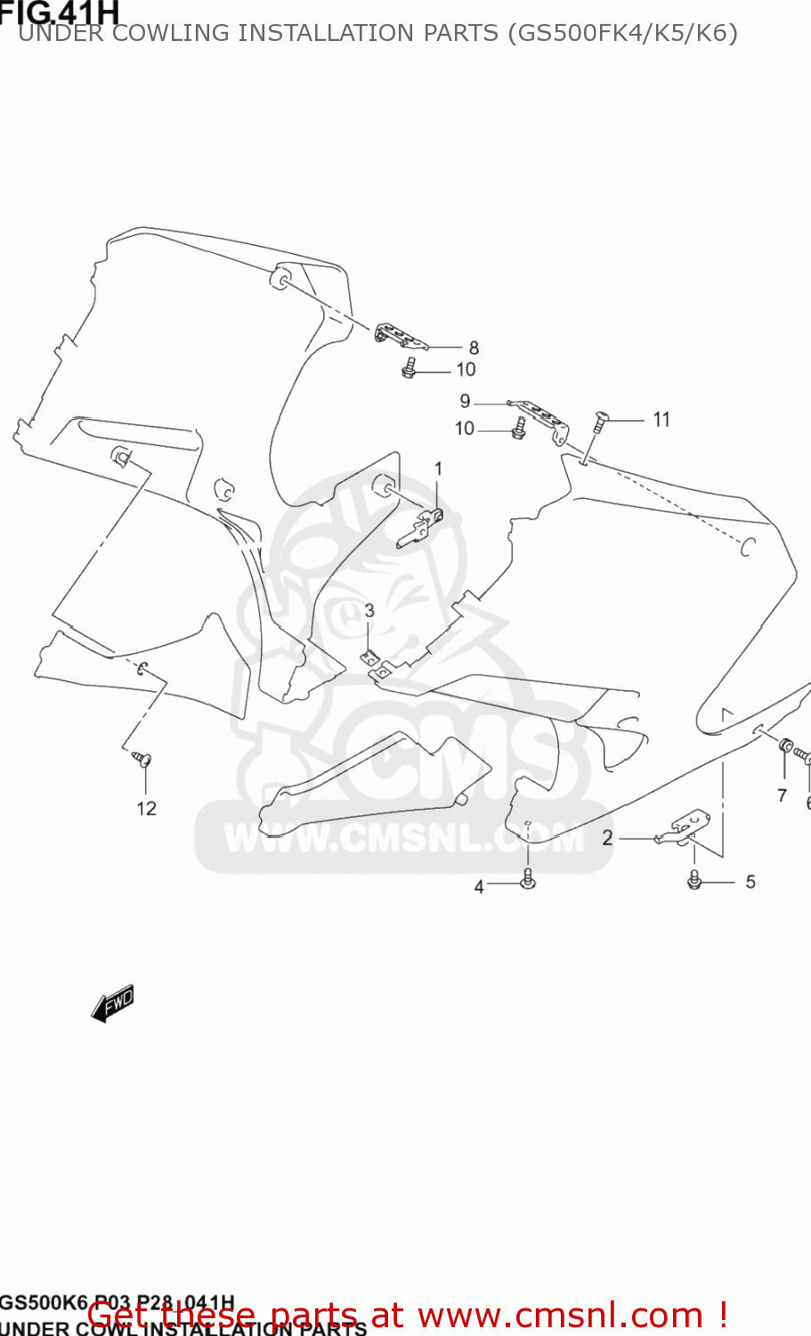 UNDER COWLING INSTALLATION PARTS (GS500FK4/K5/K6) GS500F 2005 (K5) USA (E03)