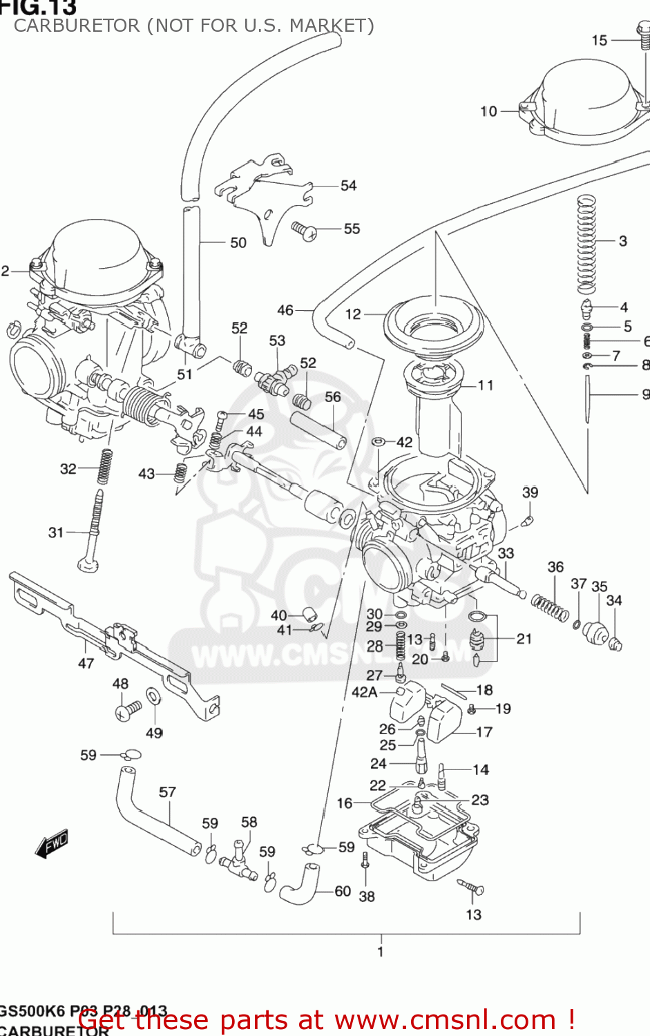 CARBURETOR (NOT FOR U.S. MARKET) GS500F 2006 (K6) USA (E03)