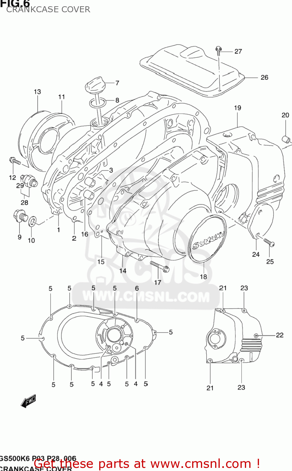 CRANKCASE COVER GS500F 2006 (K6) USA (E03)