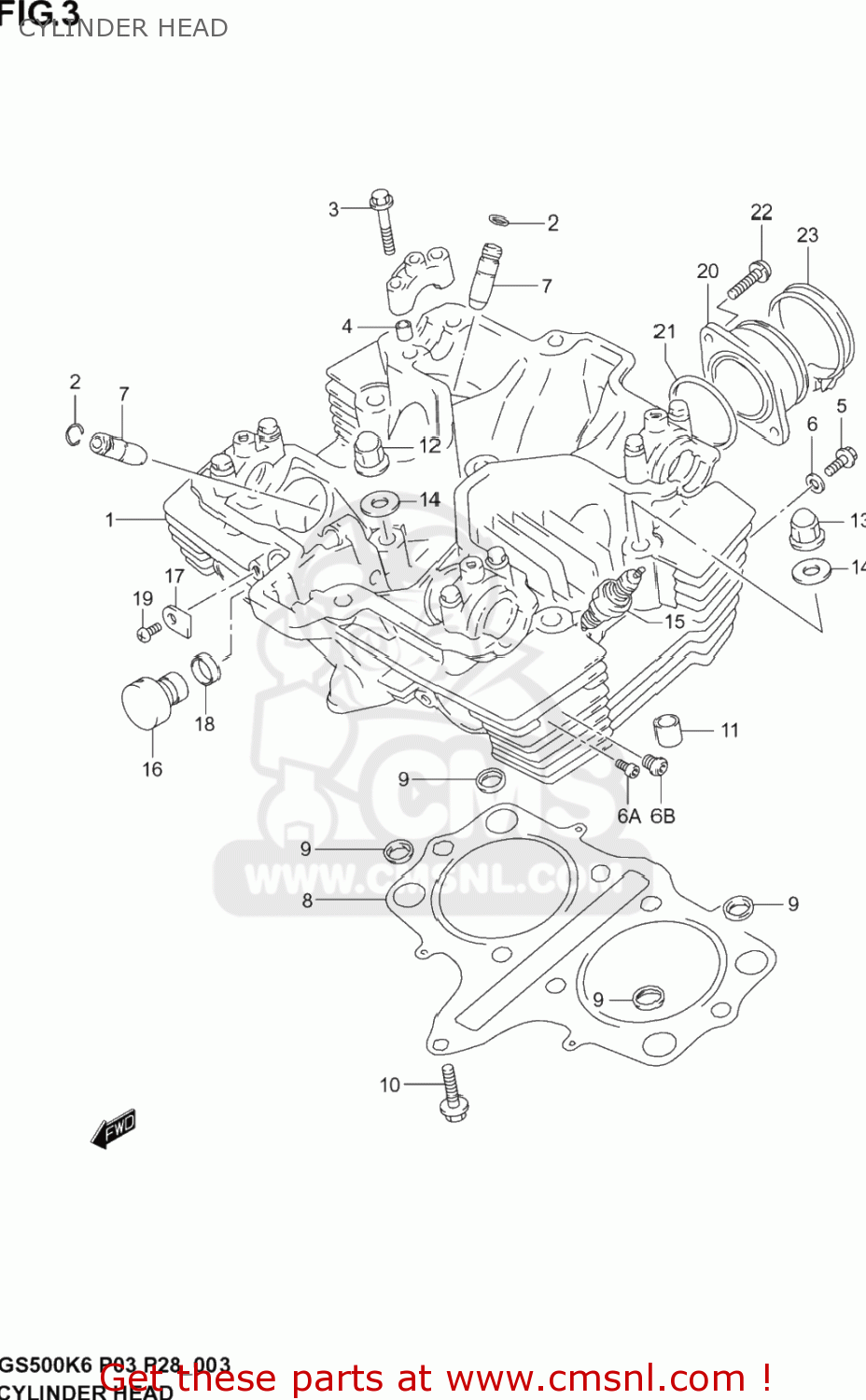 CYLINDER HEAD GS500F 2006 (K6) USA (E03)