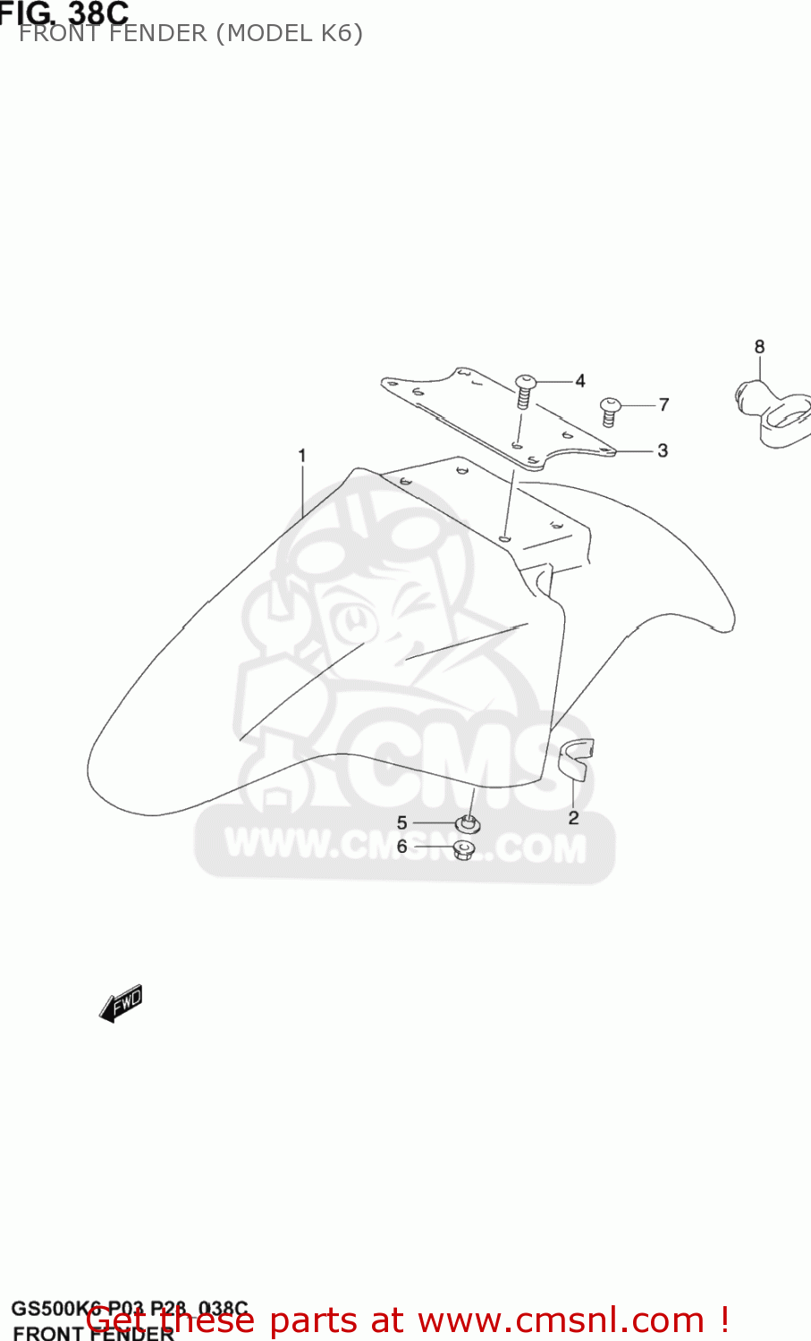 FRONT FENDER (MODEL K6) GS500F 2006 (K6) USA (E03)