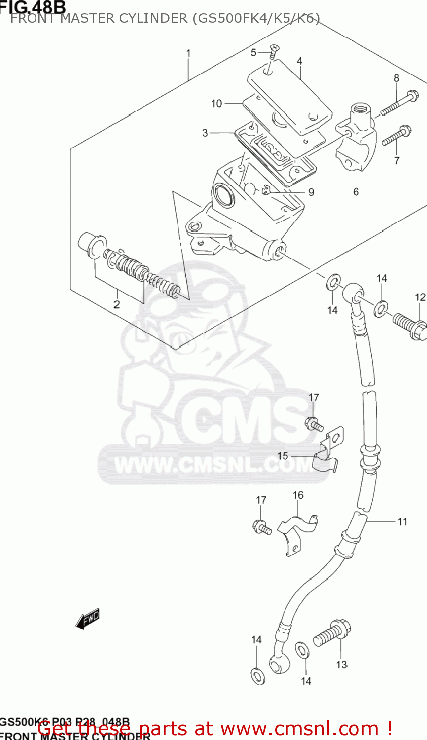 FRONT MASTER CYLINDER (GS500FK4/K5/K6) GS500F 2006 (K6) USA (E03)