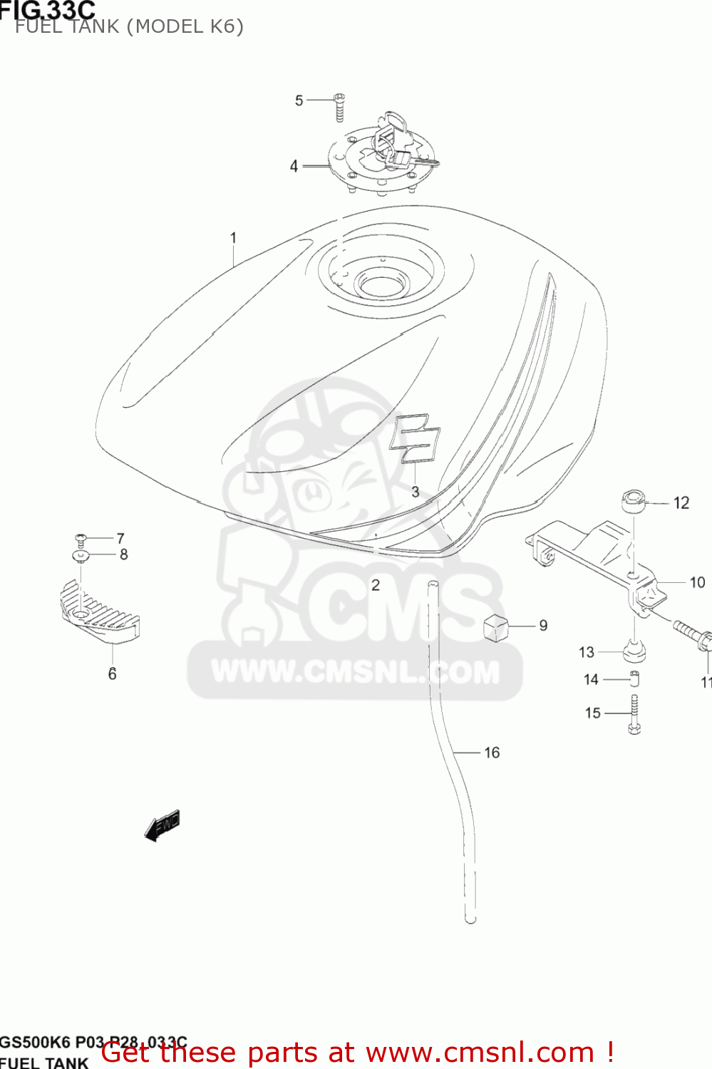 FUEL TANK (MODEL K6) GS500F 2006 (K6) USA (E03)