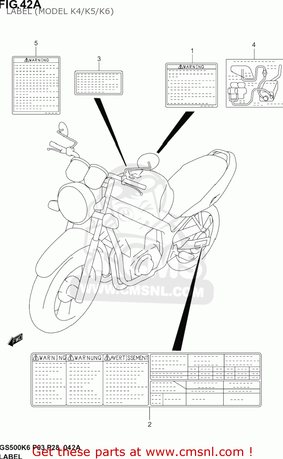 LABEL (MODEL K4/K5/K6) GS500F 2006 (K6) USA (E03)