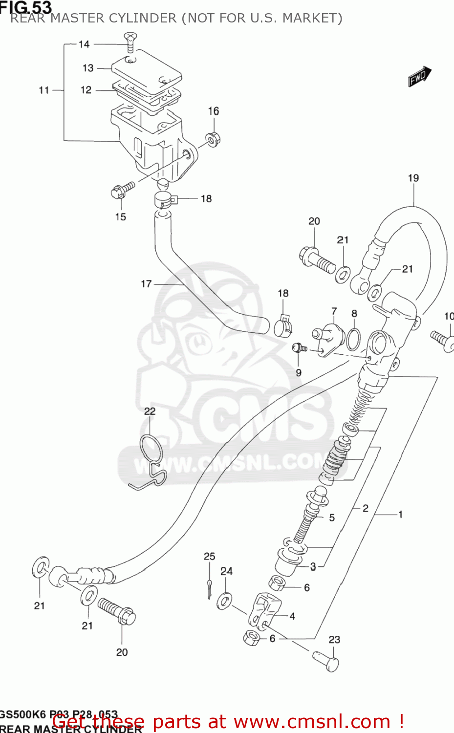 REAR MASTER CYLINDER (NOT FOR U.S. MARKET) GS500F 2006 (K6) USA (E03)