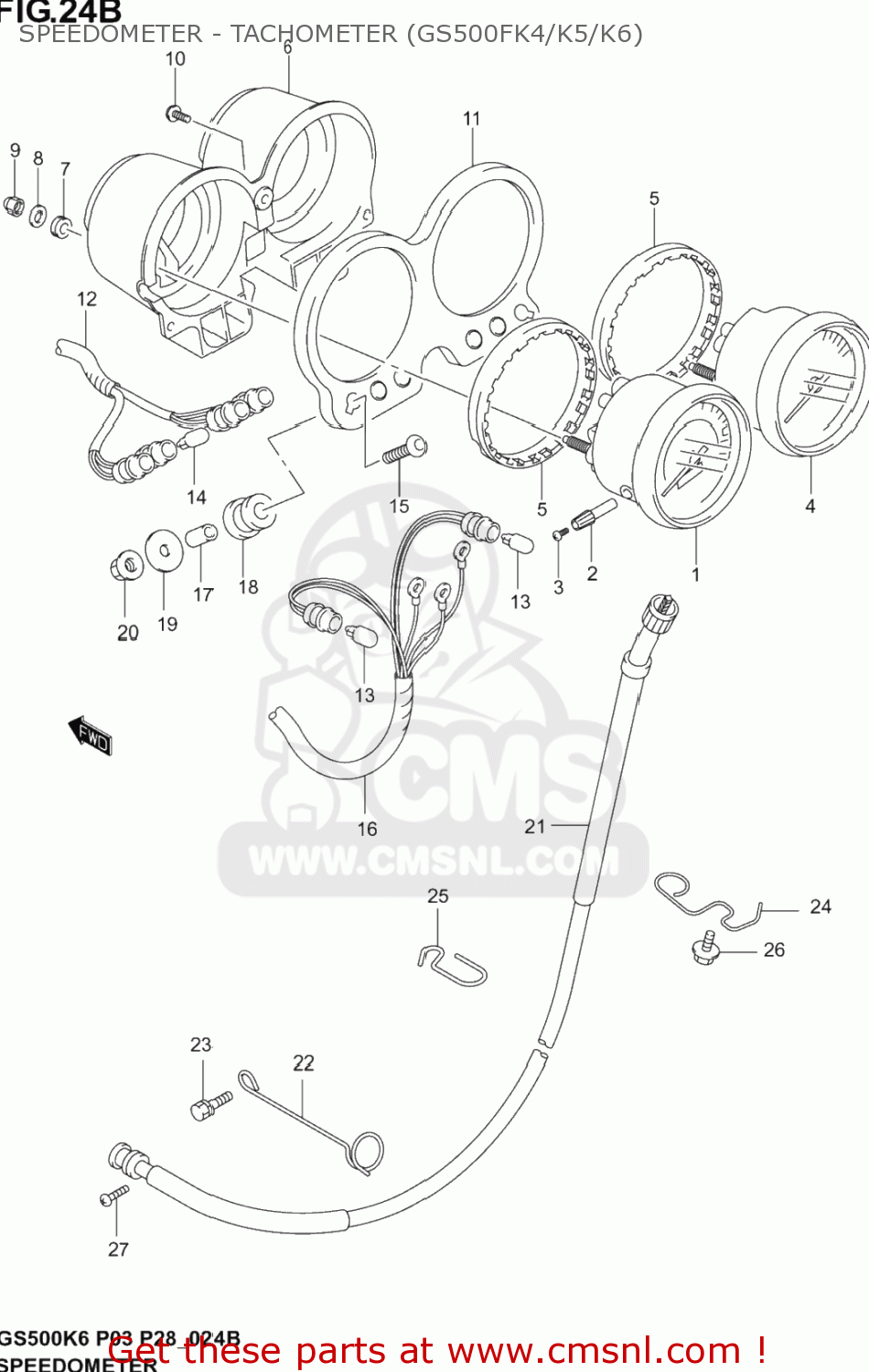SPEEDOMETER - TACHOMETER (GS500FK4/K5/K6) GS500F 2006 (K6) USA (E03)