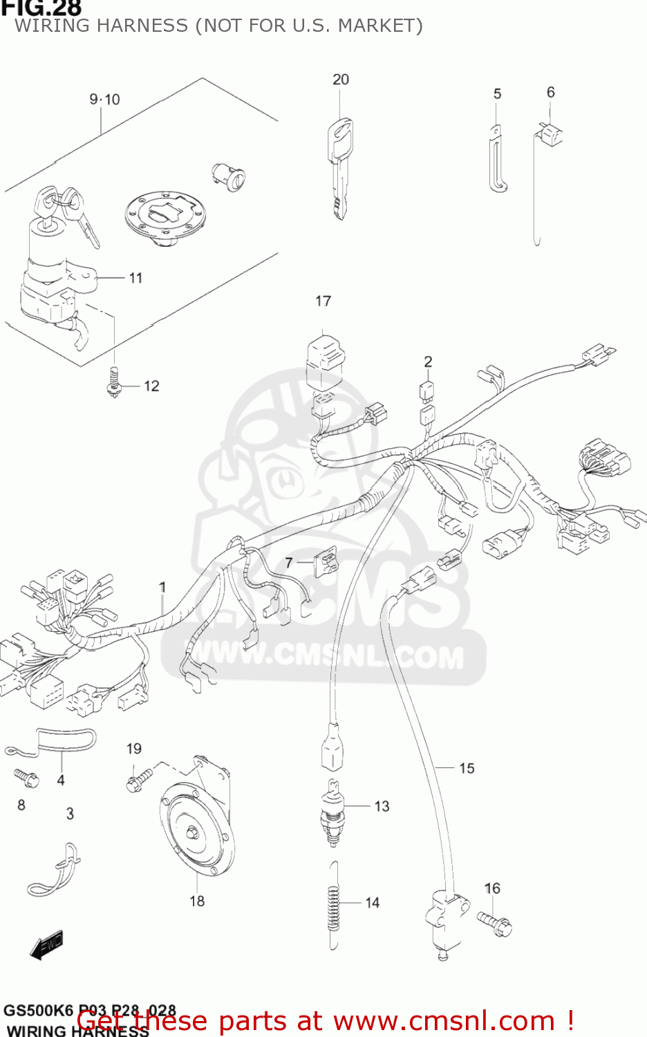 WIRING HARNESS (NOT FOR U.S. MARKET) GS500F 2006 (K6) USA (E03)