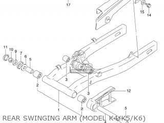 REAR SWINGING ARM (MODEL K4/K5/K6) - GS500F 2006 (K6) USA (E03)