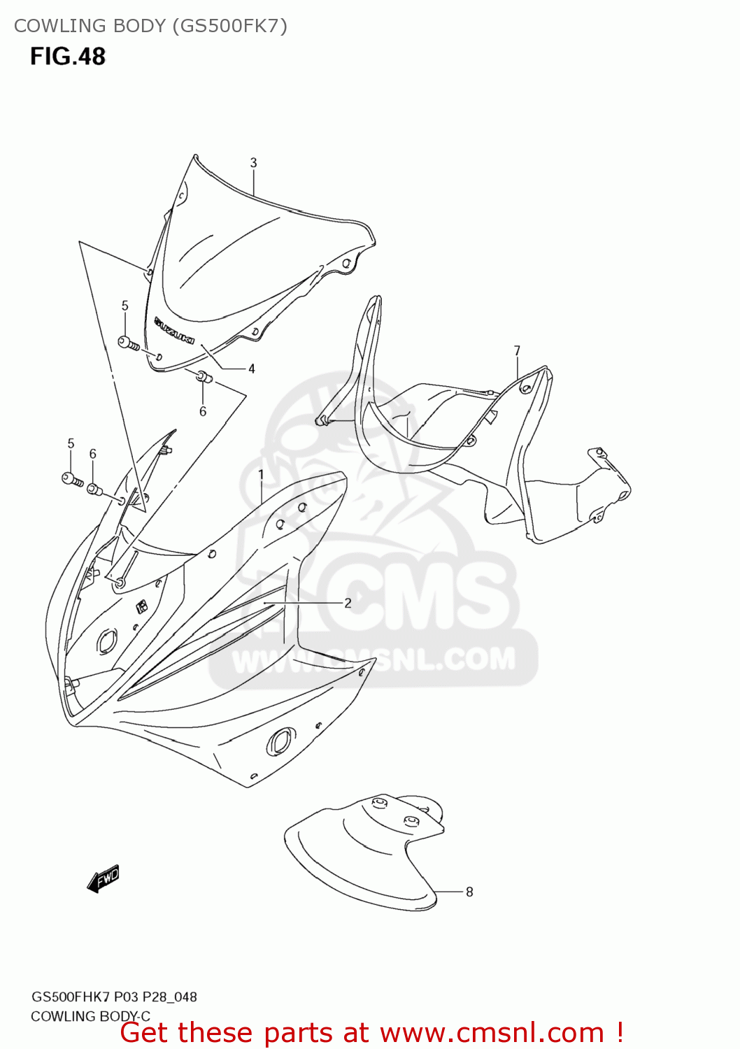 COWLING BODY (GS500FK7) GS500F 2007 (K7) USA (E03)