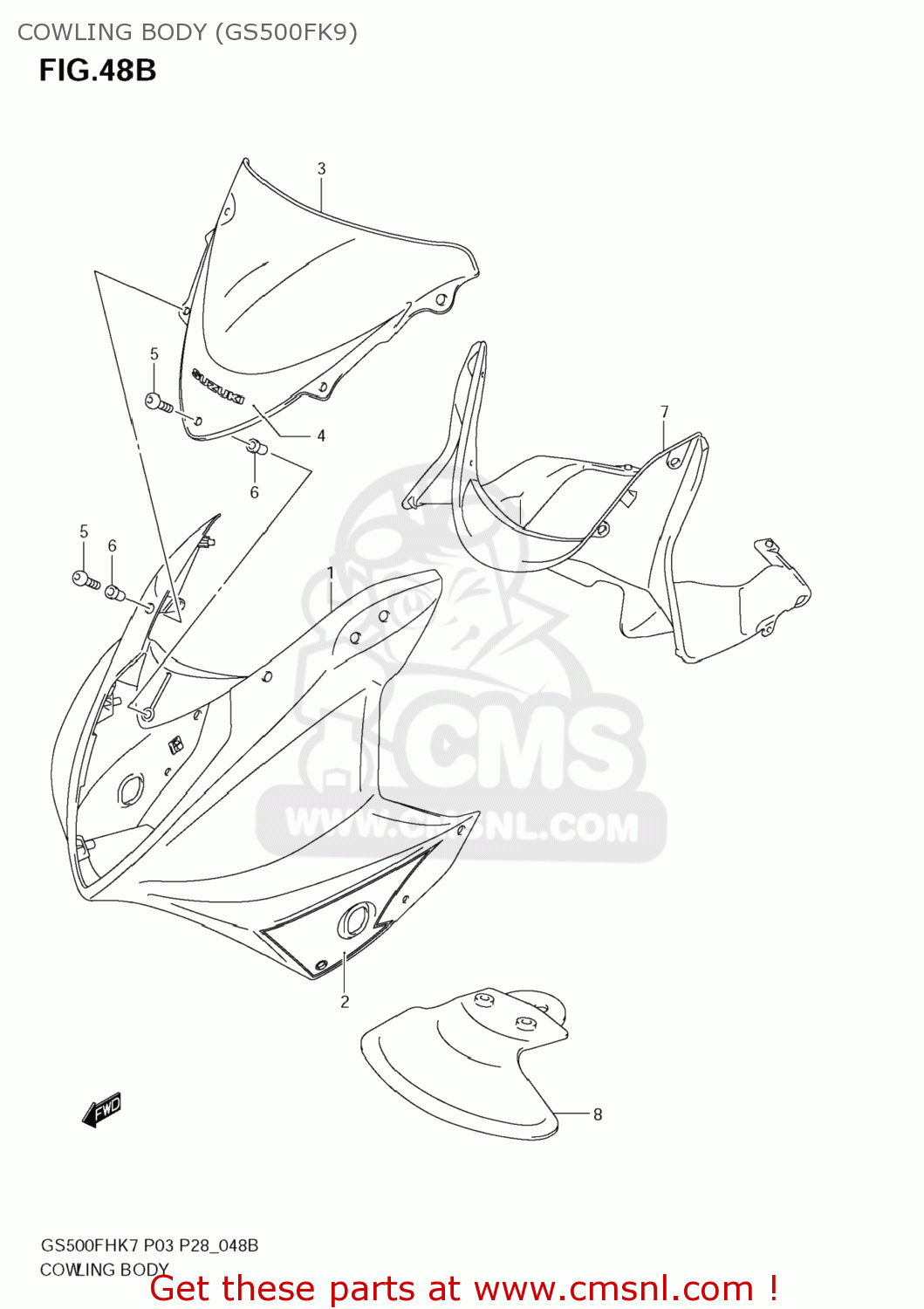 COWLING BODY (GS500FK9) GS500F 2007 (K7) USA (E03)