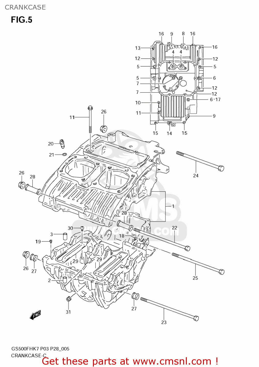 CRANKCASE GS500F 2007 (K7) USA (E03)
