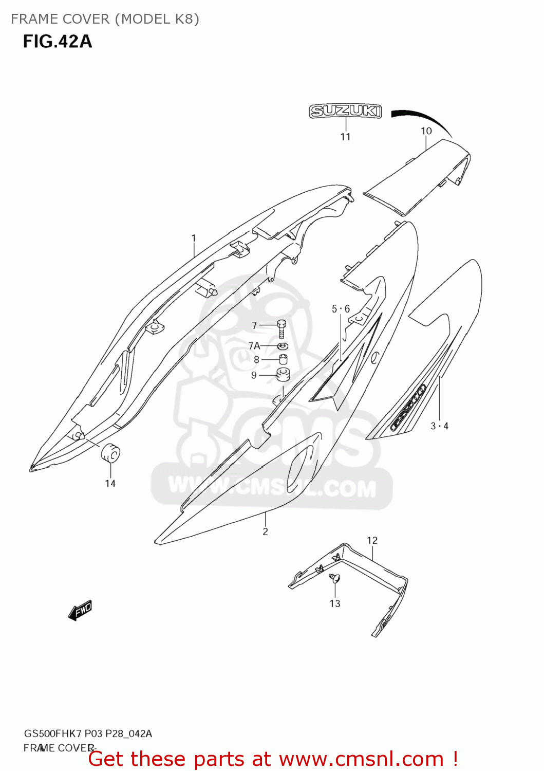 FRAME COVER (MODEL K8) GS500F 2007 (K7) USA (E03)