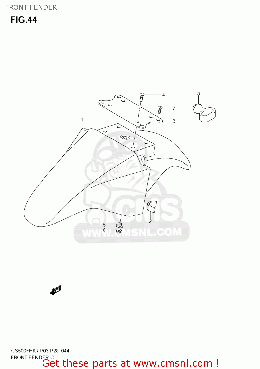 FRONT FENDER GS500F 2007 (K7) USA (E03)