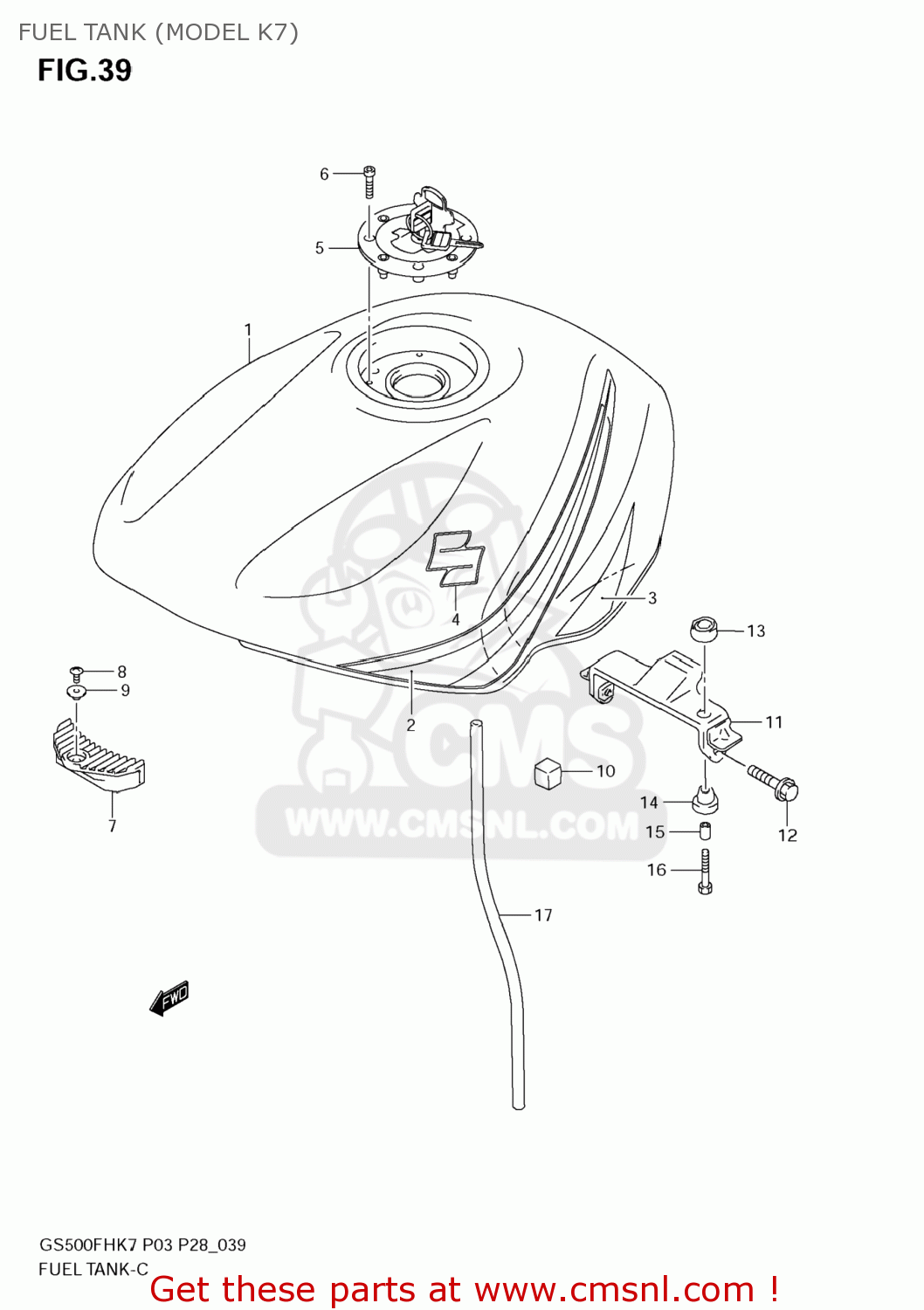 FUEL TANK (MODEL K7) GS500F 2007 (K7) USA (E03)