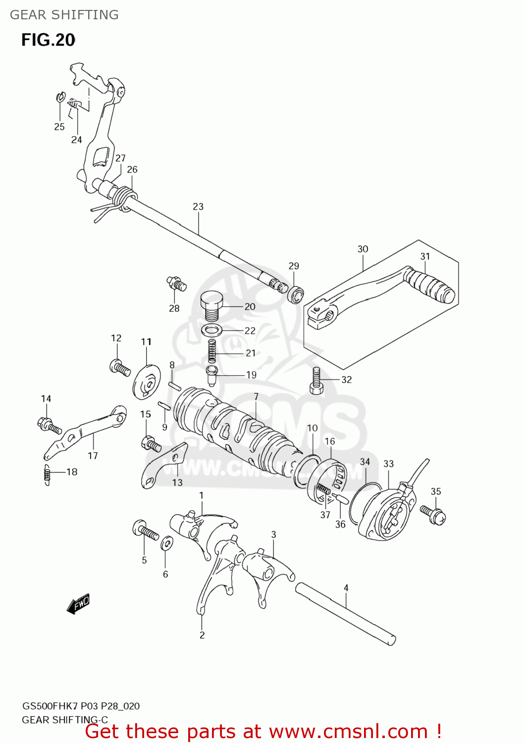 GEAR SHIFTING GS500F 2007 (K7) USA (E03)