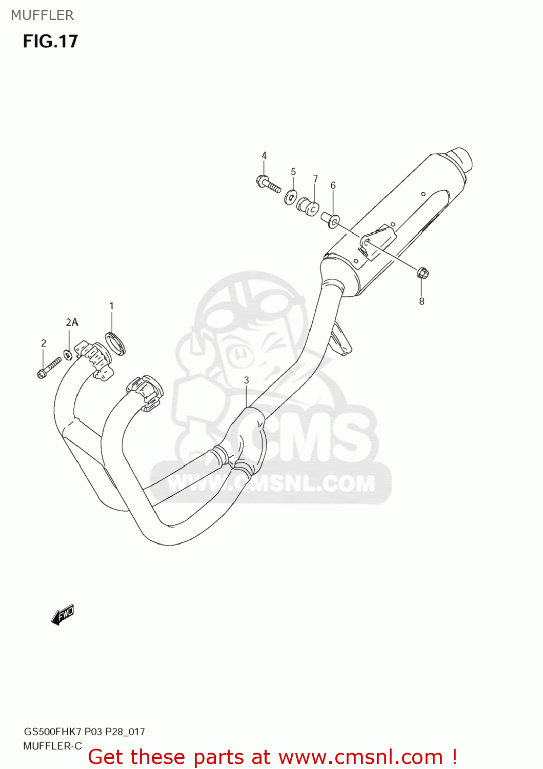 MUFFLER GS500F 2007 (K7) USA (E03)