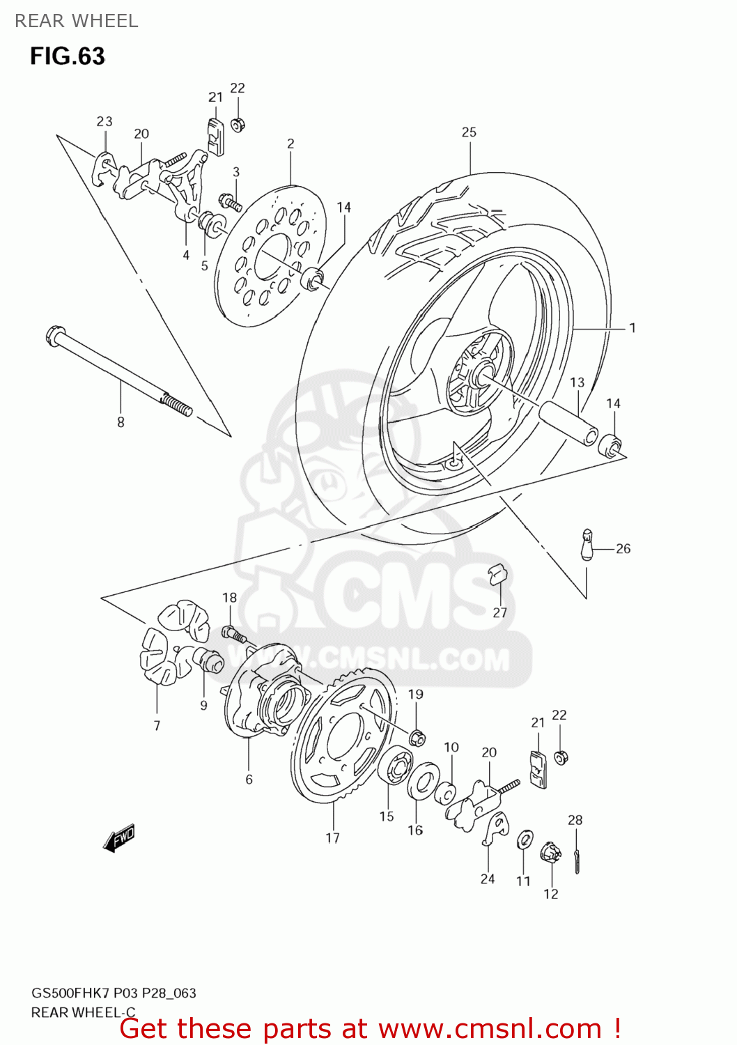 REAR WHEEL GS500F 2007 (K7) USA (E03)