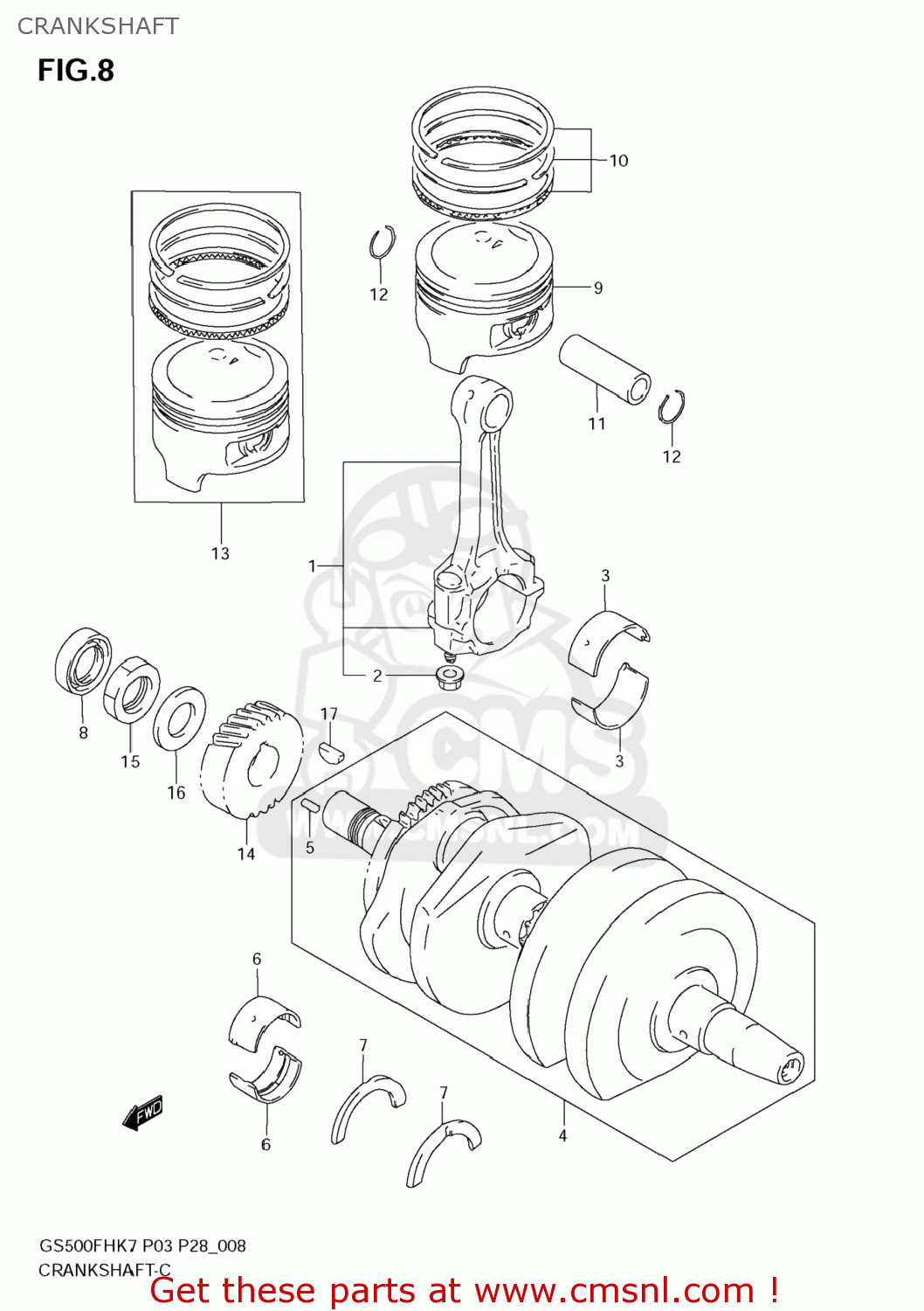 CRANKSHAFT GS500F 2008 (K8) USA (E03)