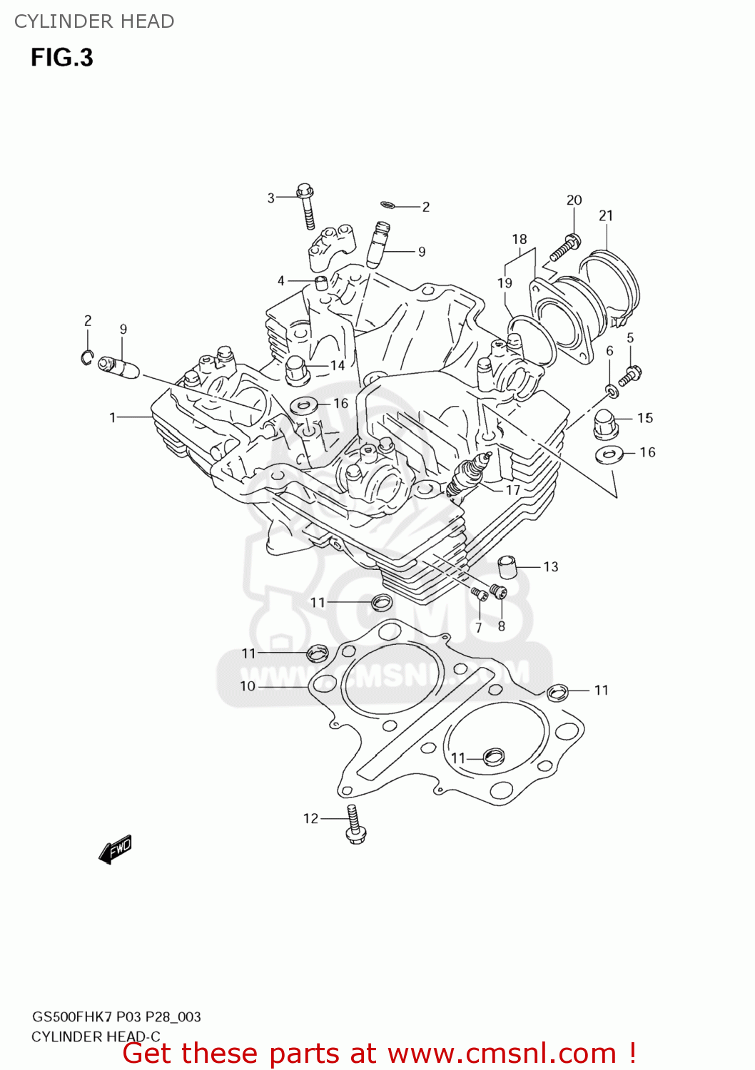 CYLINDER HEAD GS500F 2008 (K8) USA (E03)
