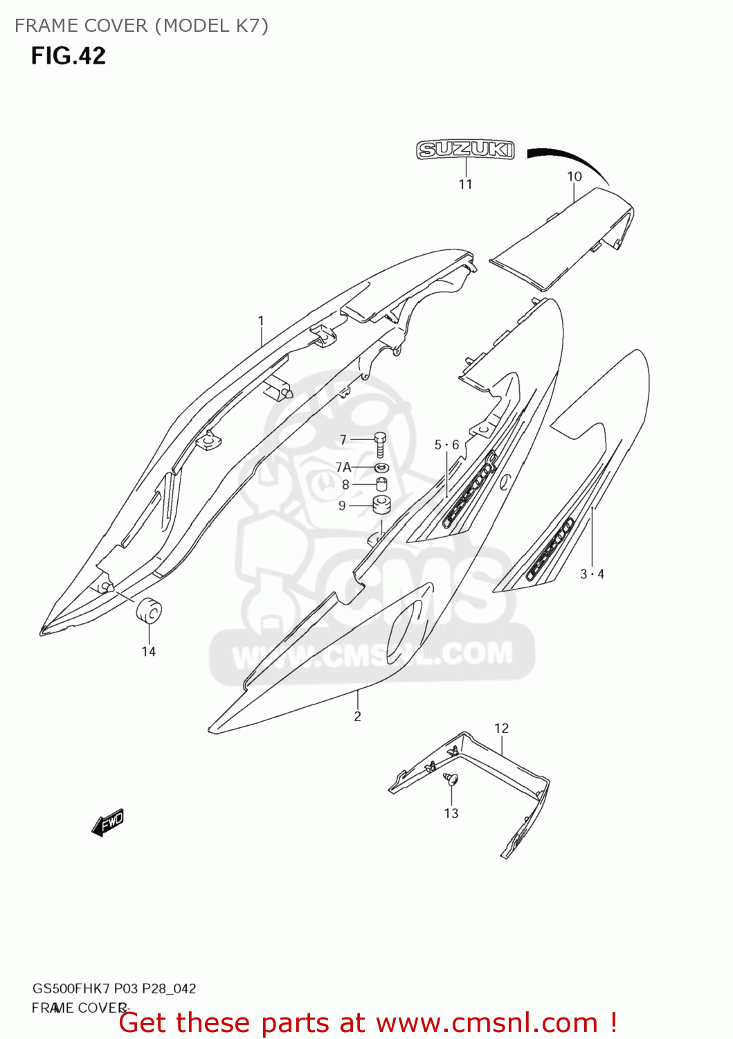 FRAME COVER (MODEL K7) GS500F 2008 (K8) USA (E03)