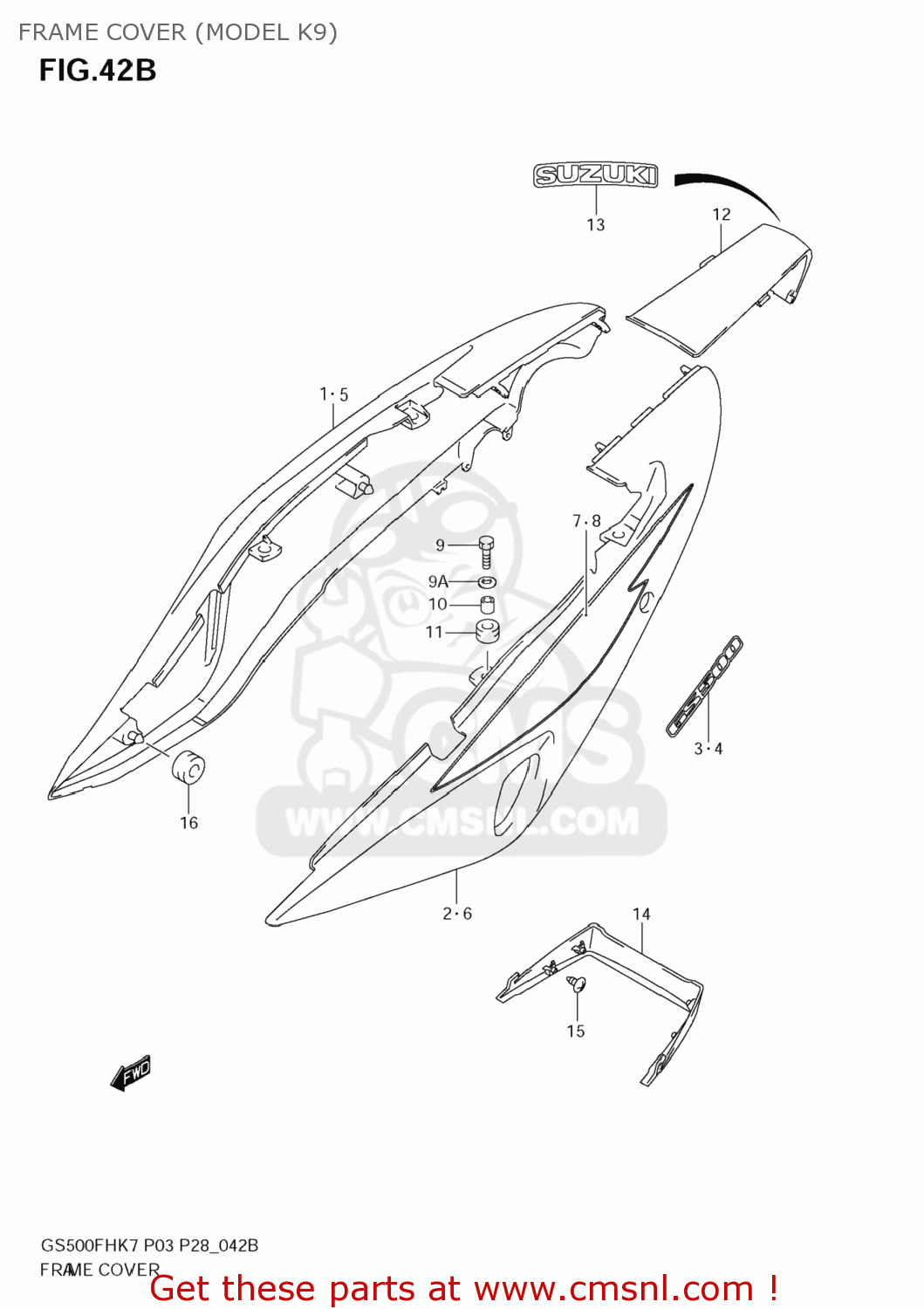 FRAME COVER (MODEL K9) GS500F 2008 (K8) USA (E03)