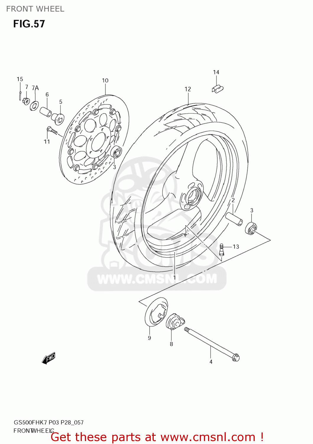 FRONT WHEEL GS500F 2008 (K8) USA (E03)