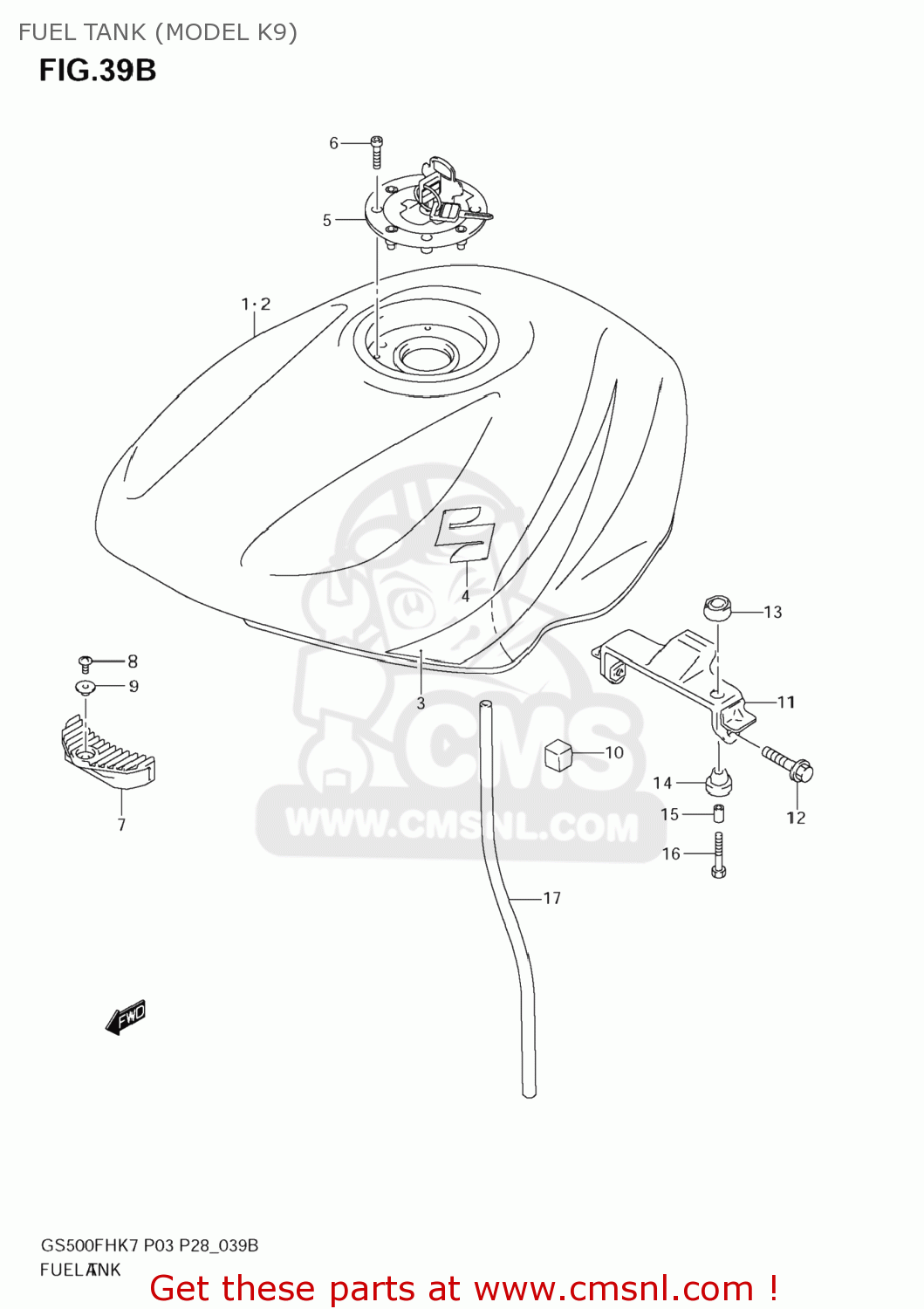 FUEL TANK (MODEL K9) GS500F 2008 (K8) USA (E03)