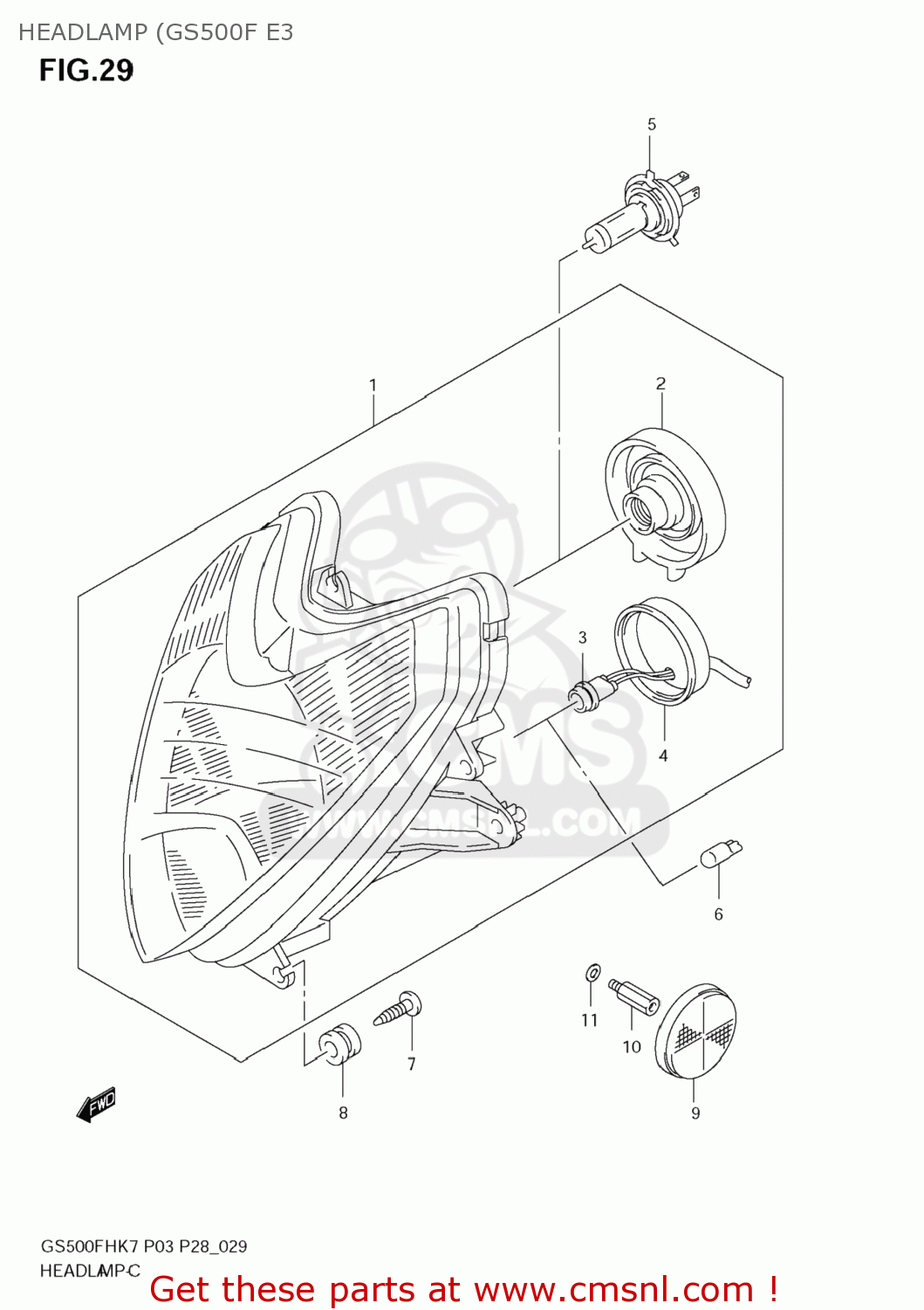 HEADLAMP (GS500F E3 GS500F 2008 (K8) USA (E03)