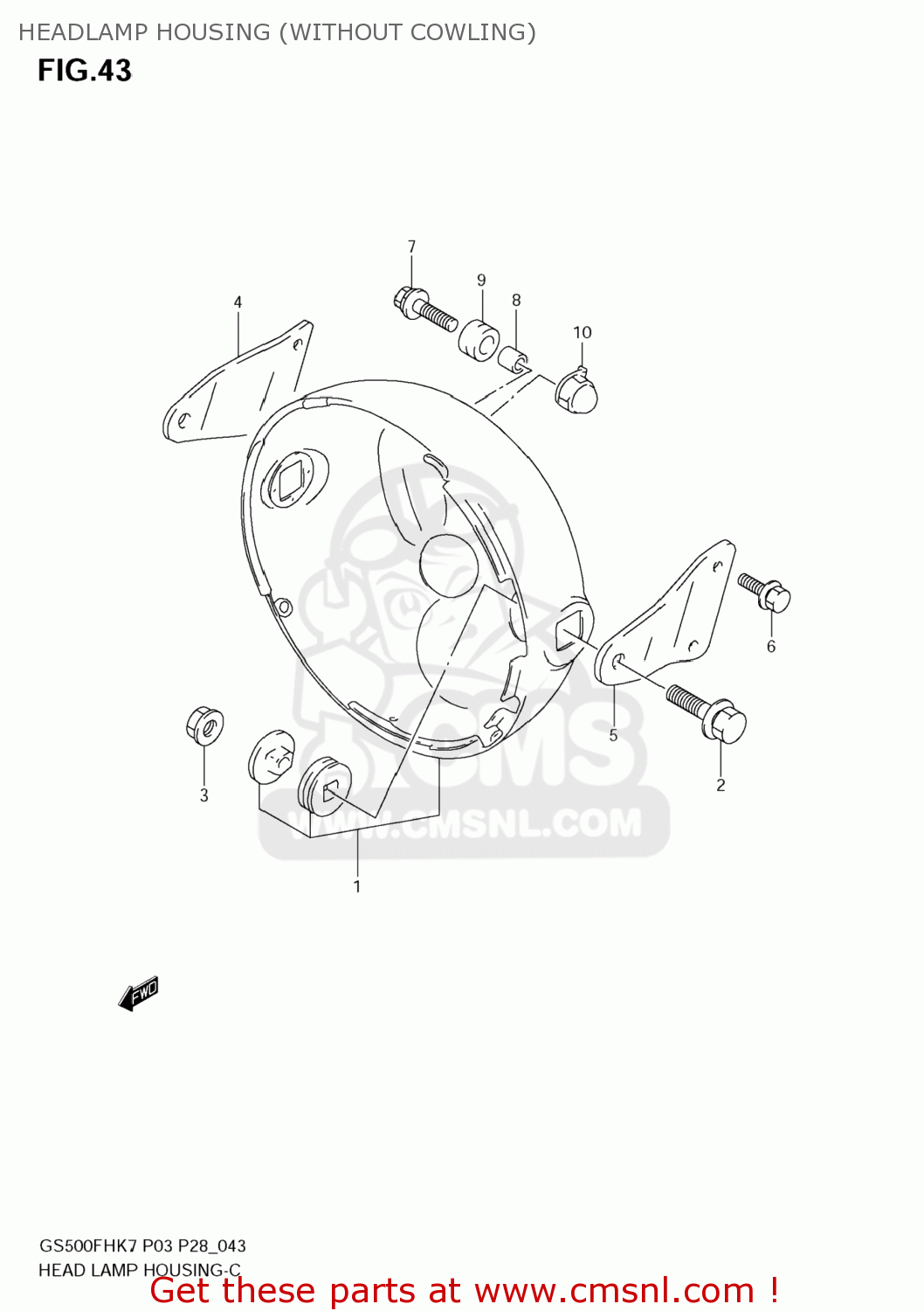 HEADLAMP HOUSING (WITHOUT COWLING) GS500F 2008 (K8) USA (E03)