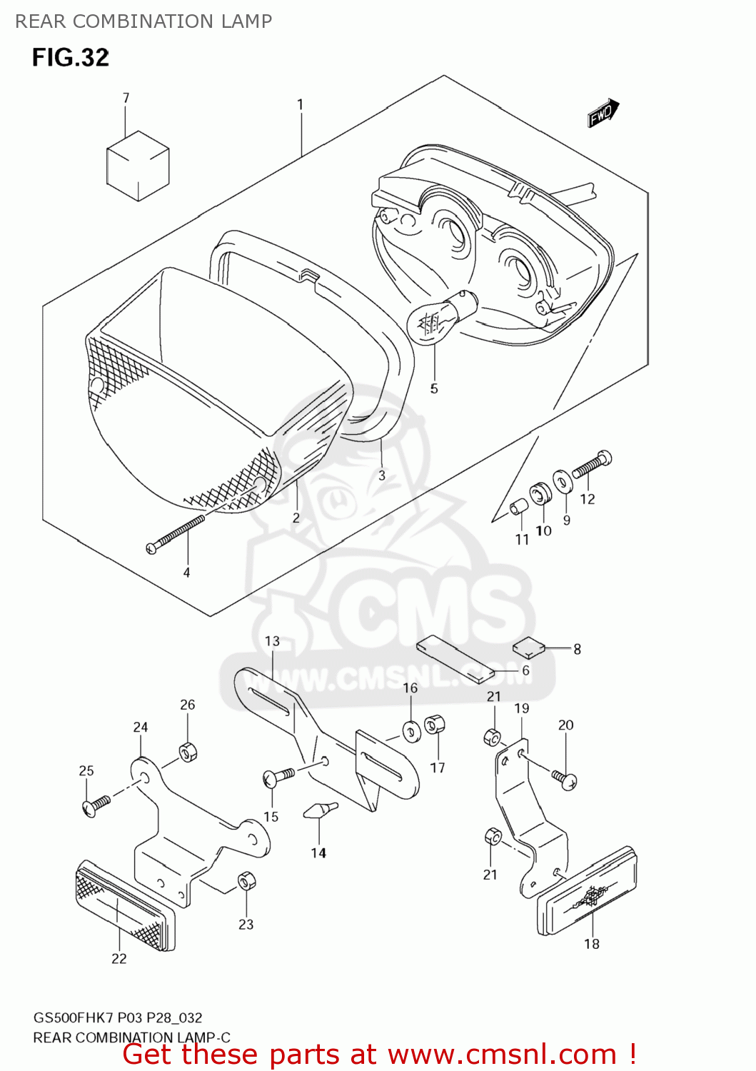 REAR COMBINATION LAMP GS500F 2008 (K8) USA (E03)