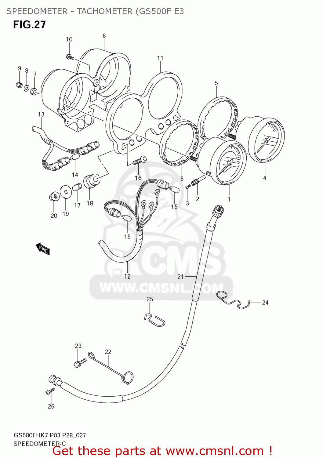 SPEEDOMETER - TACHOMETER (GS500F E3 GS500F 2008 (K8) USA (E03)