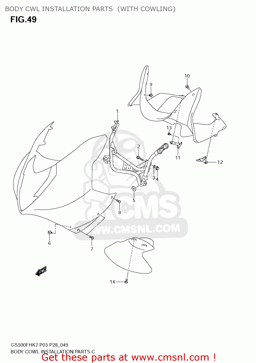 BODY CWL INSTALLATION PARTS  (WITH COWLING) GS500F 2009 (K9) USA (E03)