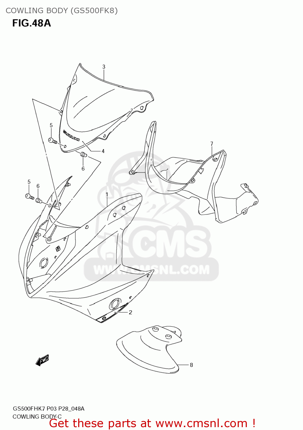 COWLING BODY (GS500FK8) GS500F 2009 (K9) USA (E03)
