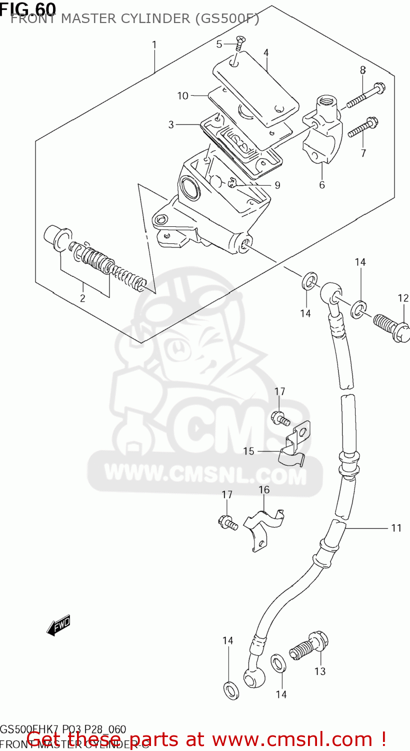 FRONT MASTER CYLINDER (GS500F) GS500F 2009 (K9) USA (E03)