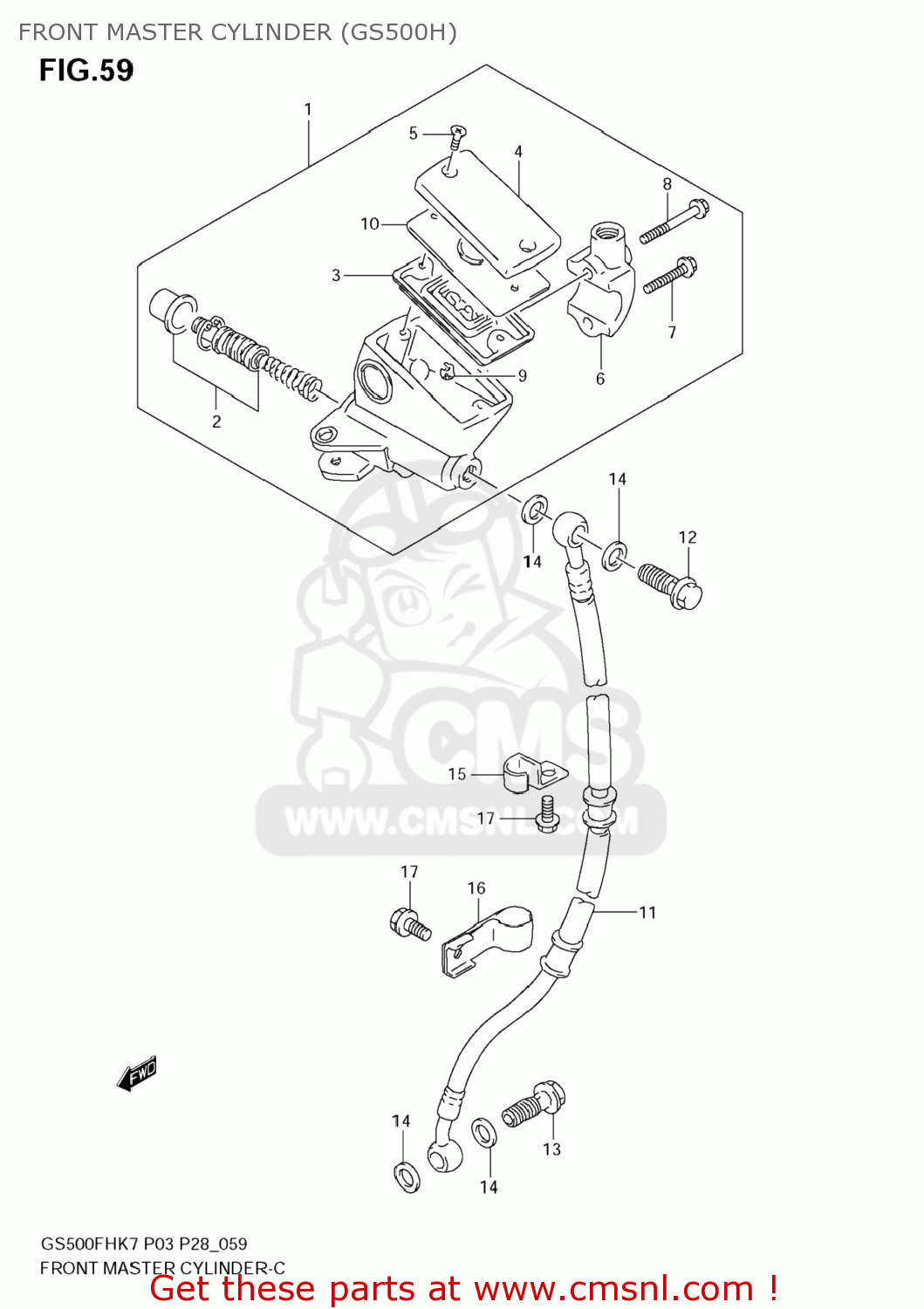 FRONT MASTER CYLINDER (GS500H) GS500F 2009 (K9) USA (E03)