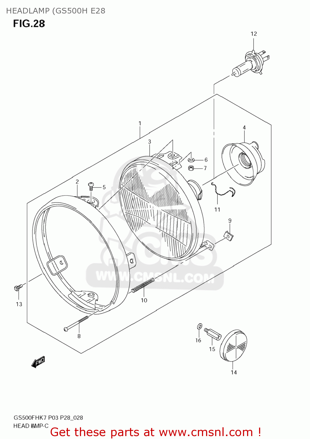 HEADLAMP (GS500H E28 GS500F 2009 (K9) USA (E03)