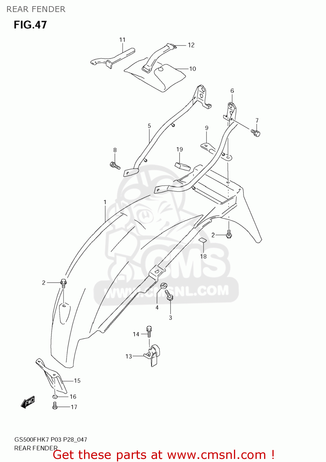 REAR FENDER GS500F 2009 (K9) USA (E03)