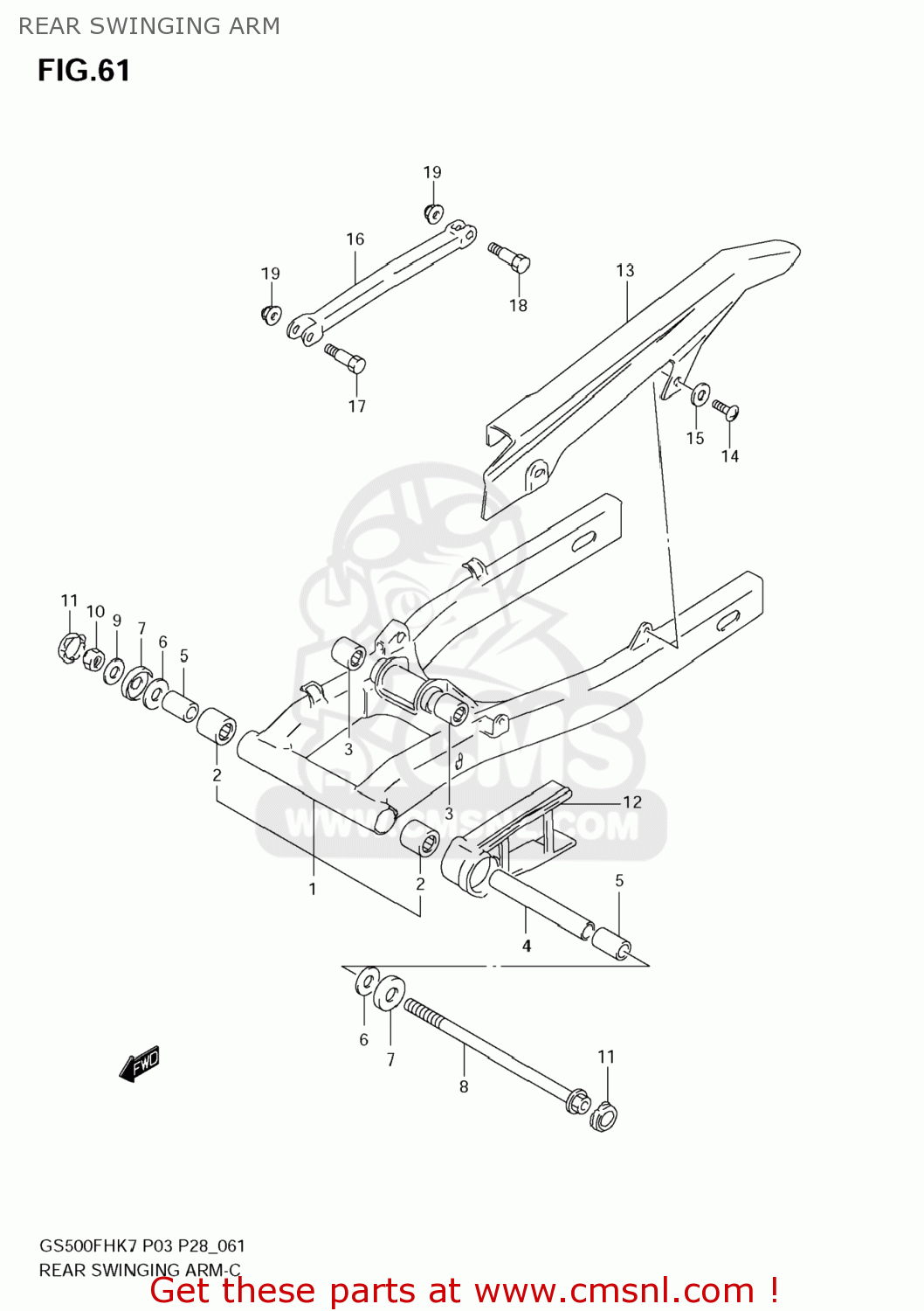 REAR SWINGING ARM GS500F 2009 (K9) USA (E03)