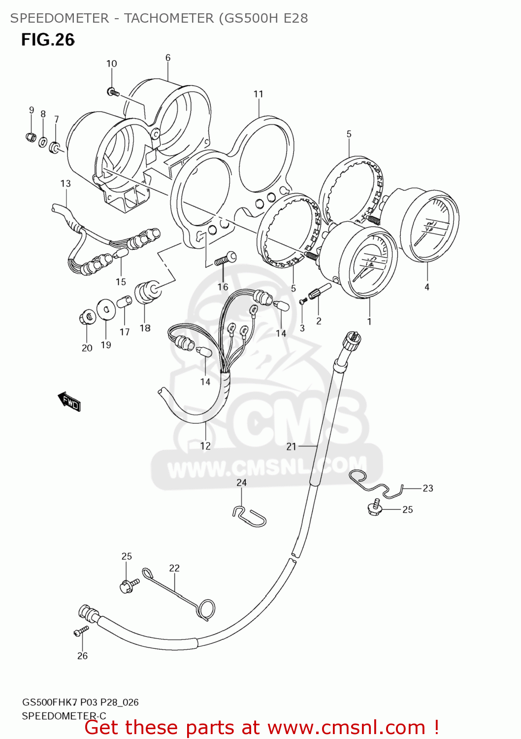 SPEEDOMETER - TACHOMETER (GS500H E28 GS500F 2009 (K9) USA (E03)