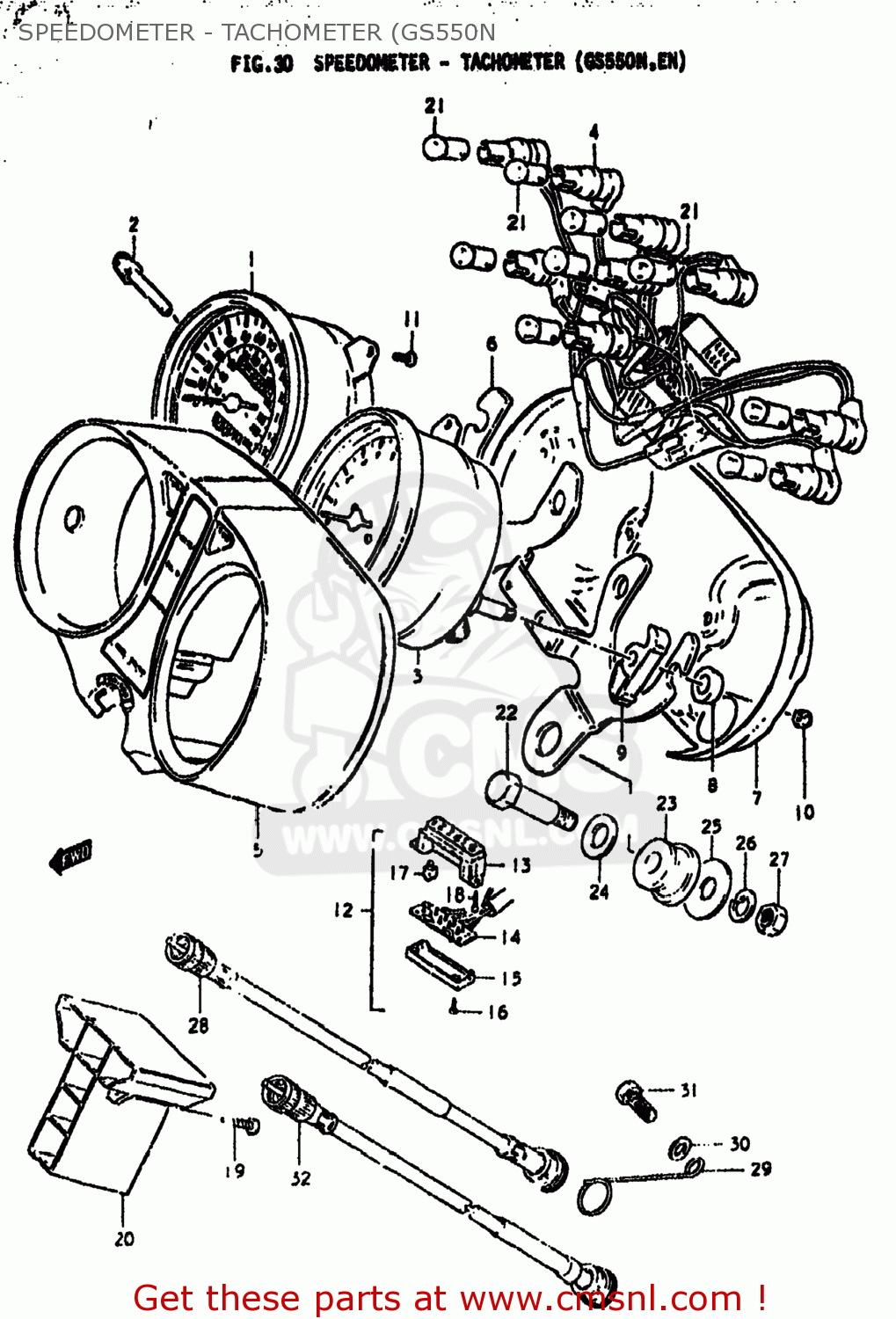 SPEEDOMETER - TACHOMETER (GS550N GS550 1978 (C) USA (E03)